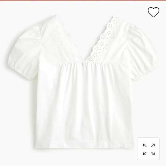 J. Crew Eyelet top with puff sleeves. Size M. - Picture 6 of 12